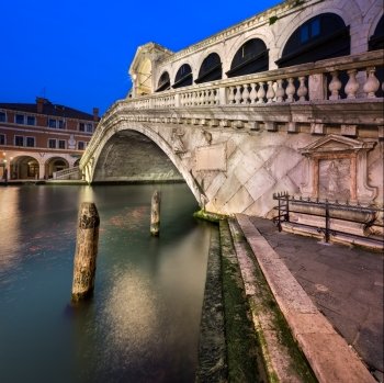 Grand Canal and Rialto Bridge at Dawn, Venice, Italy