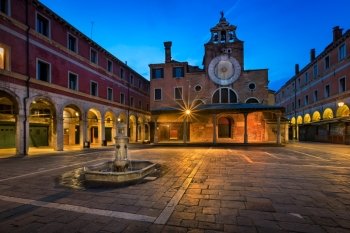 San Giacomo di Rialto Square and Church in the Morning, Venice, Italy