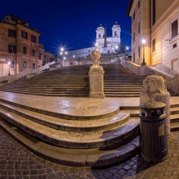 Spanish Steps and Trinita del Monti Church in the Morning, Rome, Italy