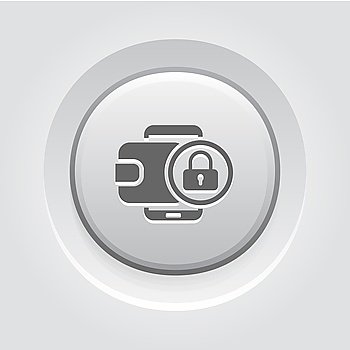 Grey Button Design. Modern Flat Digital Wallet Secure Transaction concept Illustration. Mobile banking, online finance, e-commerce banner template. For mobile app, web, header, blog post.