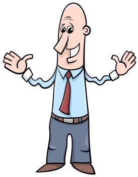 Cartoon Illustration of Man or Businessman Character