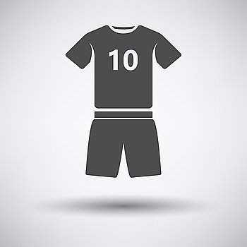 Soccer uniform icon on gray background with round shadow. Vector illustration.. Soccer uniform icon