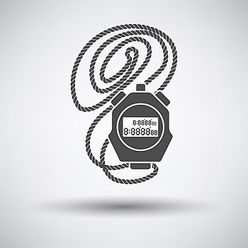 Coach stopwatch  icon on gray background with round shadow. Vector illustration.. Coach stopwatch  icon