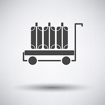 Luggage cart icon on gray background with round shadow. Vector illustration.. Luggage cart icon