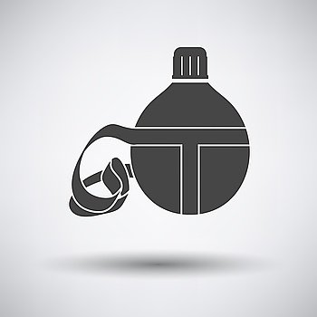 Touristic flask  icon on gray background with round shadow. Vector illustration.