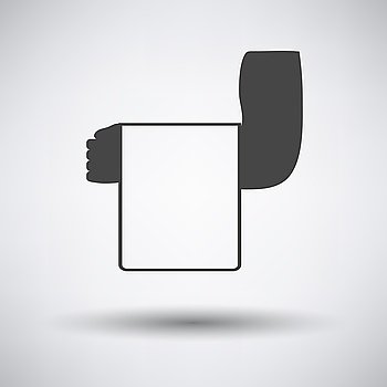 Waiter hand with towel icon. Waiter hand with towel icon on gray background with round shadow. Vector illustration.