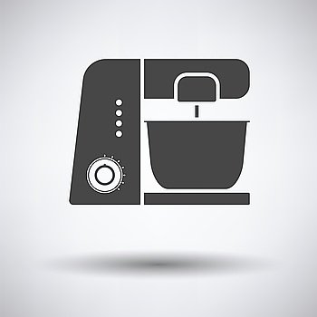 Kitchen food processor icon on gray background with round shadow. Vector illustration.