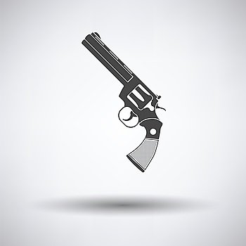 Revolver gun icon on gray background, round shadow. Vector illustration.