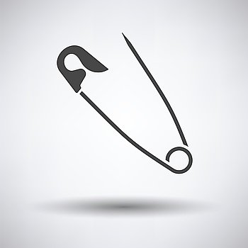 Tailor safety pin icon on gray background, round shadow. Vector illustration.