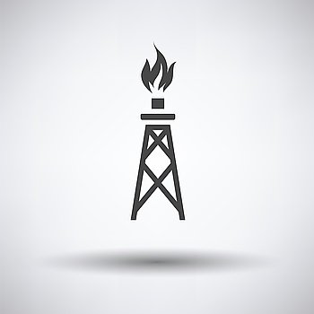 Gas tower icon on gray background, round shadow. Vector illustration.
