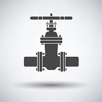 Pipe valve icon on gray background, round shadow. Vector illustration.