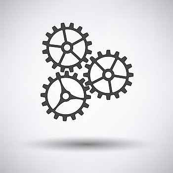 Gear icon on gray background, round shadow. Vector illustration.