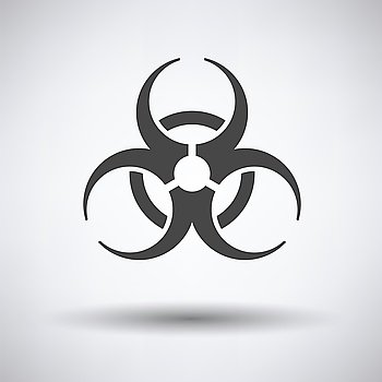 Biohazard icon on gray background, round shadow. Vector illustration.