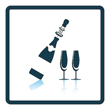 Party champagne and glass icon. Shadow reflection design. Vector illustration.