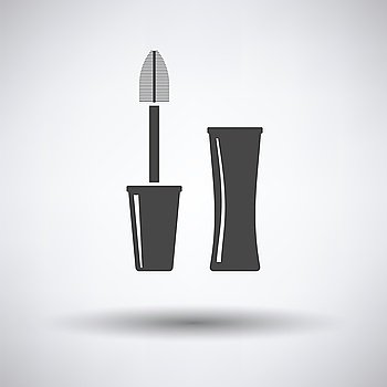 Mascara icon on gray background, round shadow. Vector illustration.