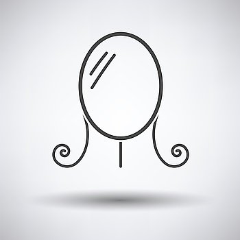 Make Up mirror icon on gray background, round shadow. Vector illustration.