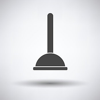Plunger icon on gray background, round shadow. Vector illustration.