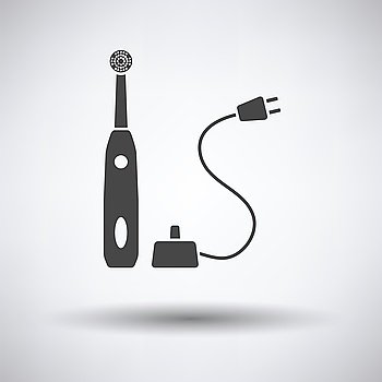 Electric toothbrush icon on gray background, round shadow. Vector illustration.