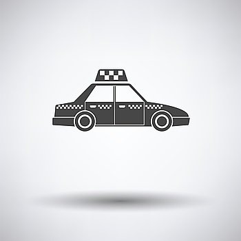 Taxi car icon on gray background, round shadow. Vector illustration.