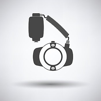Icon of portable circle macro flash on gray background, round shadow. Vector illustration.