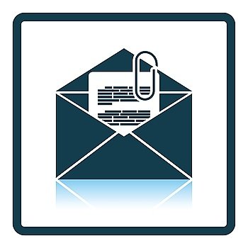 Mail with attachment icon. Shadow reflection design. Vector illustration.