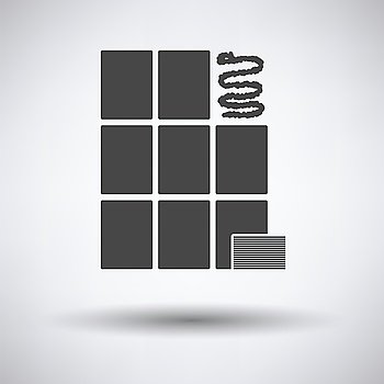 Wall tiles icon on gray background, round shadow. Vector illustration.