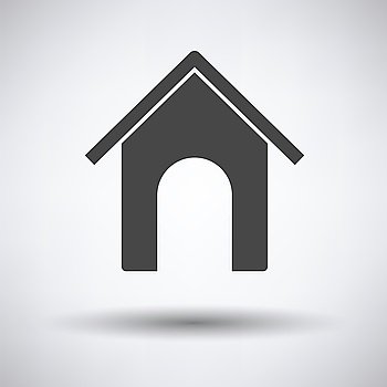 Dog house icon on gray background with round shadow. Vector illustration.