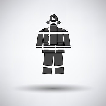 Fire service uniform icon on gray background with round shadow. Vector illustration.