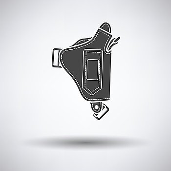 Police holster gun icon on gray background with round shadow. Vector illustration.