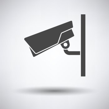 Security camera icon on gray background with round shadow. Vector illustration.