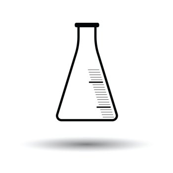 Icon of chemistry cone flask. White background with shadow design. Vector illustration.