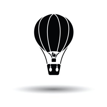 Hot air balloon icon. White background with shadow design. Vector illustration.
