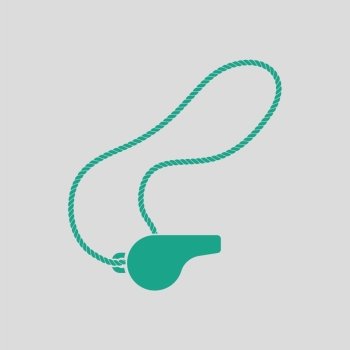 Whistle on lace icon. Gray background with green. Vector illustration.