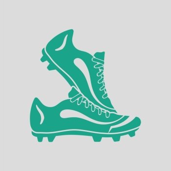 Pair soccer of boots  icon. Gray background with green. Vector illustration.