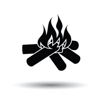 Camping fire  icon. White background with shadow design. Vector illustration.