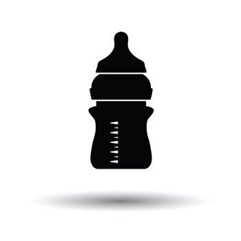 Baby bottle icon. White background with shadow design. Vector illustration.