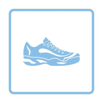 Tennis sneaker icon. Blue frame design. Vector illustration.