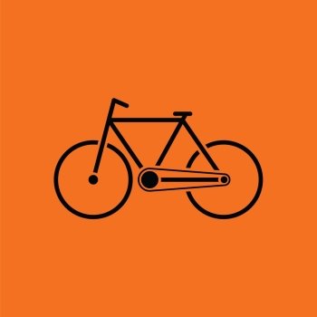 Ecological bike icon. Orange background with black. Vector illustration.