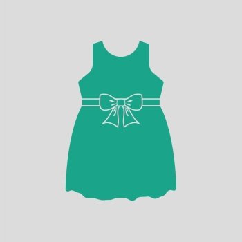 Baby girl dress icon. Gray background with green. Vector illustration.