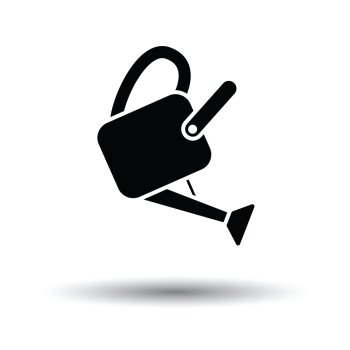 Watering can icon. White background with shadow design. Vector illustration.