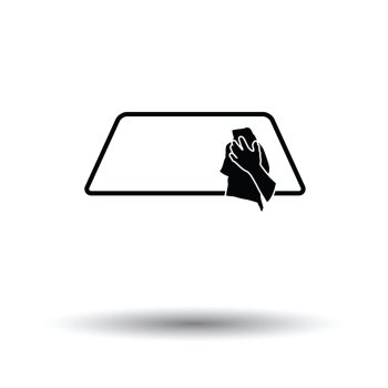 Wipe car window icon. White background with shadow design. Vector illustration.