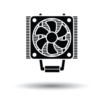 CPU Fan icon. Black background with white. Vector illustration.