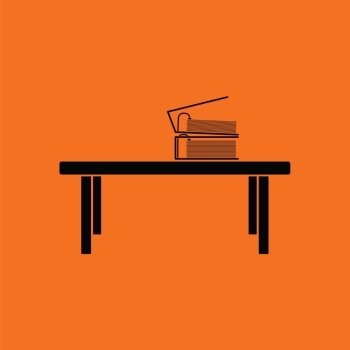 Office low table icon. Orange background with black. Vector illustration.
