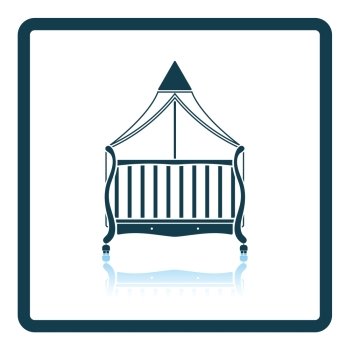 Crib with canopy icon. Shadow reflection design. Vector illustration.