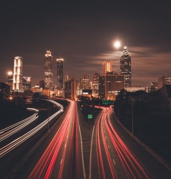Atlanta midnight skyline, Georgia, USA