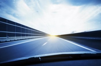 Car view with motion blur road background