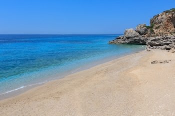 Drymades beach, Albania. Summer  Ionian sea coast view.