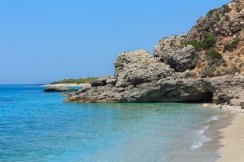Drymades beach, Albania. Summer Ionian sea coast view.