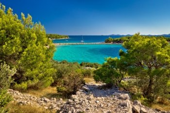 Beautiful emerald beach on Murter island, Dalmatia, Croatia