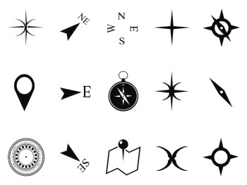 isolated compass icons set on white background
